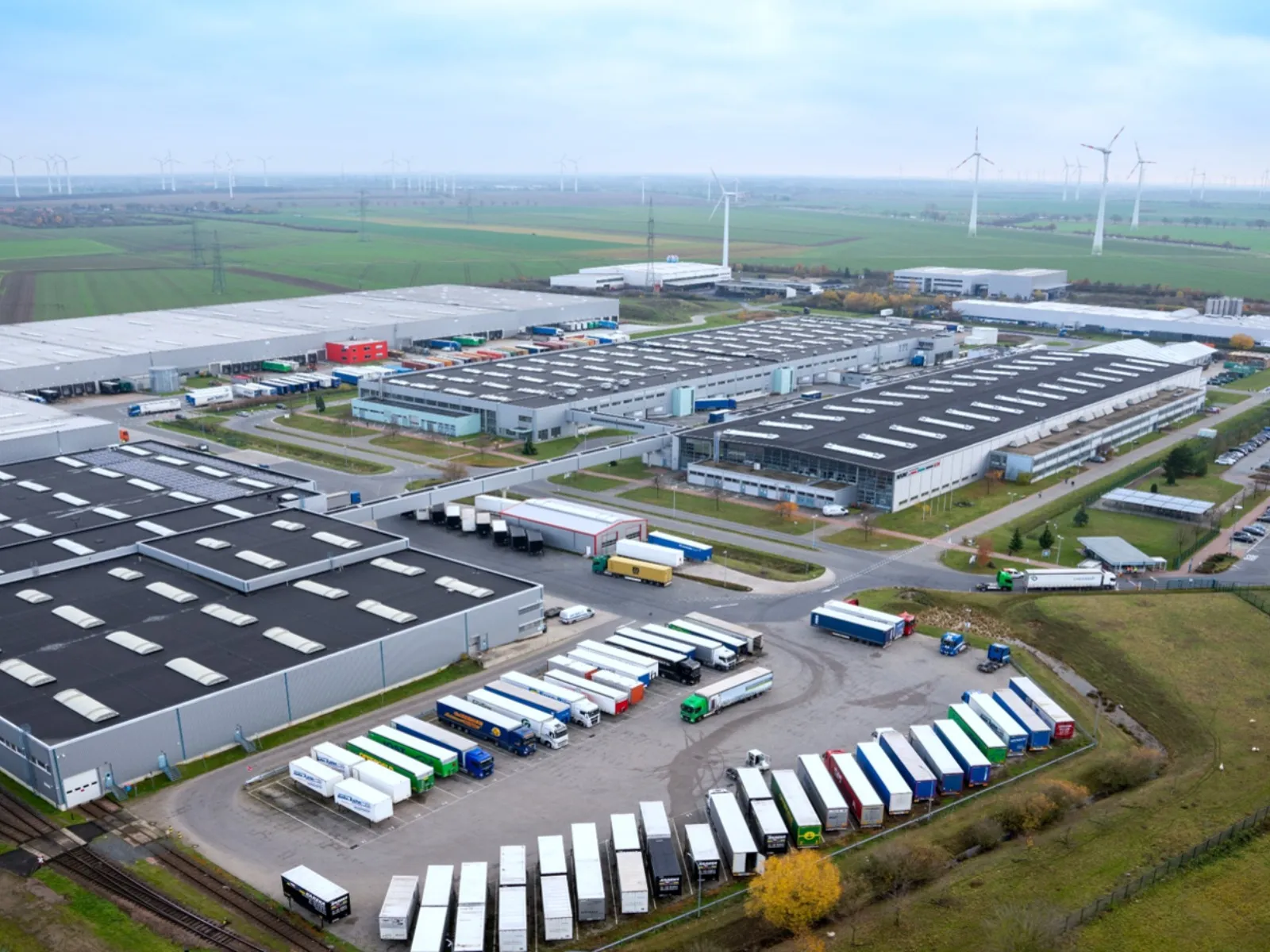 Aerial view of Bosch's German production site in Nauen, Brandenburg.