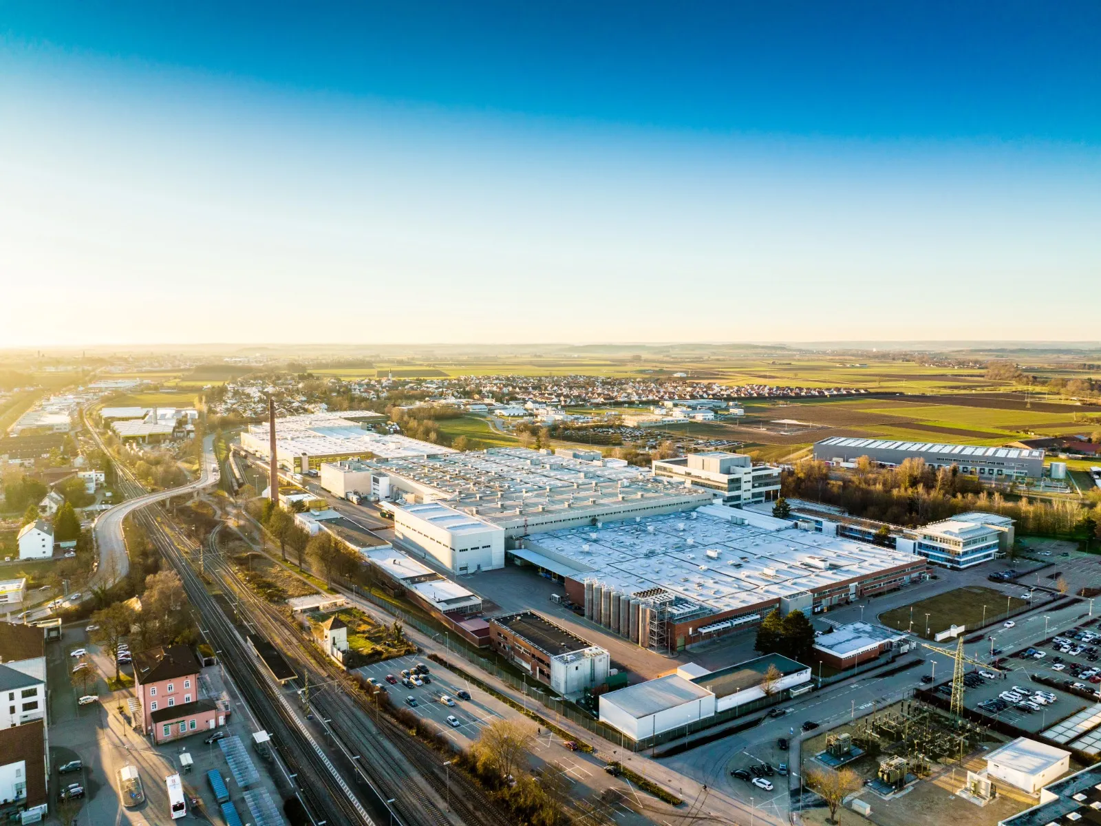 Aerial view of Bosch's German production site called Dillingen on the Donau.