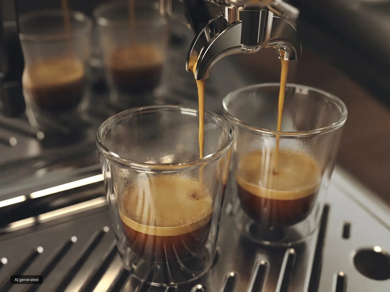 Two happy people in a bright kitchen preparing all kinds of beverages with the Bosch HomeCafé Series 4 semi-automatic espresso machine, sharing a coffee-making moment together at home.