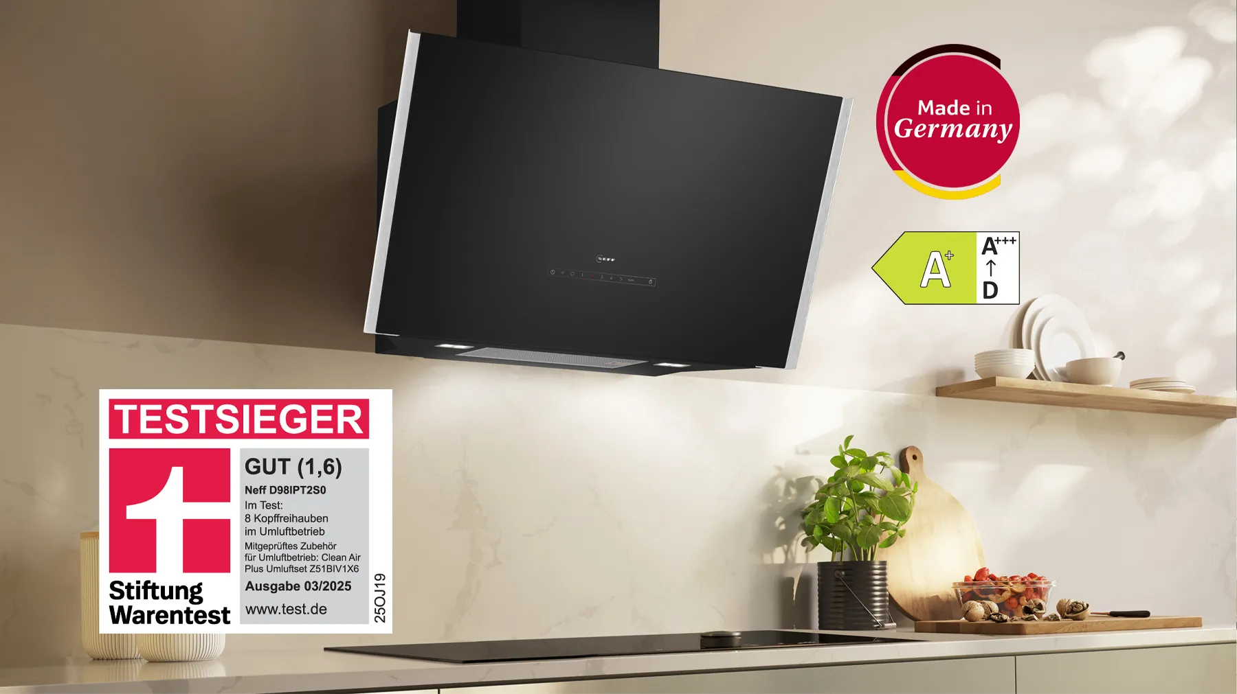 Testsieger: NEFF Dunstabzugshaube D98IPT2S0 - Wandesse im Schrägdesign