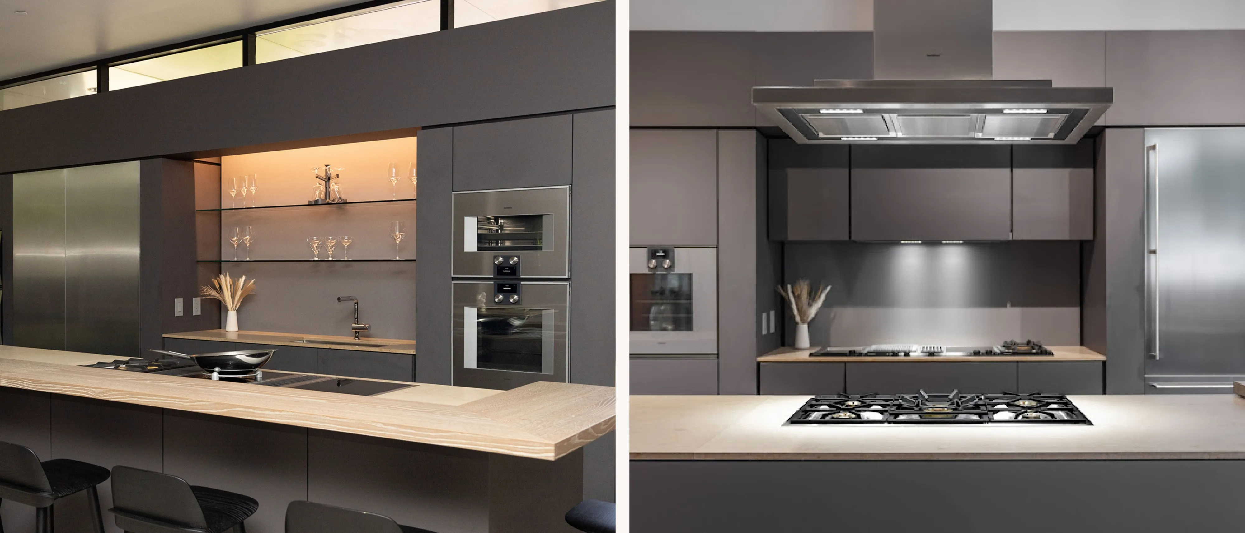 Collage showing Gaggenau appliances in the new Irvine Flagship showroom