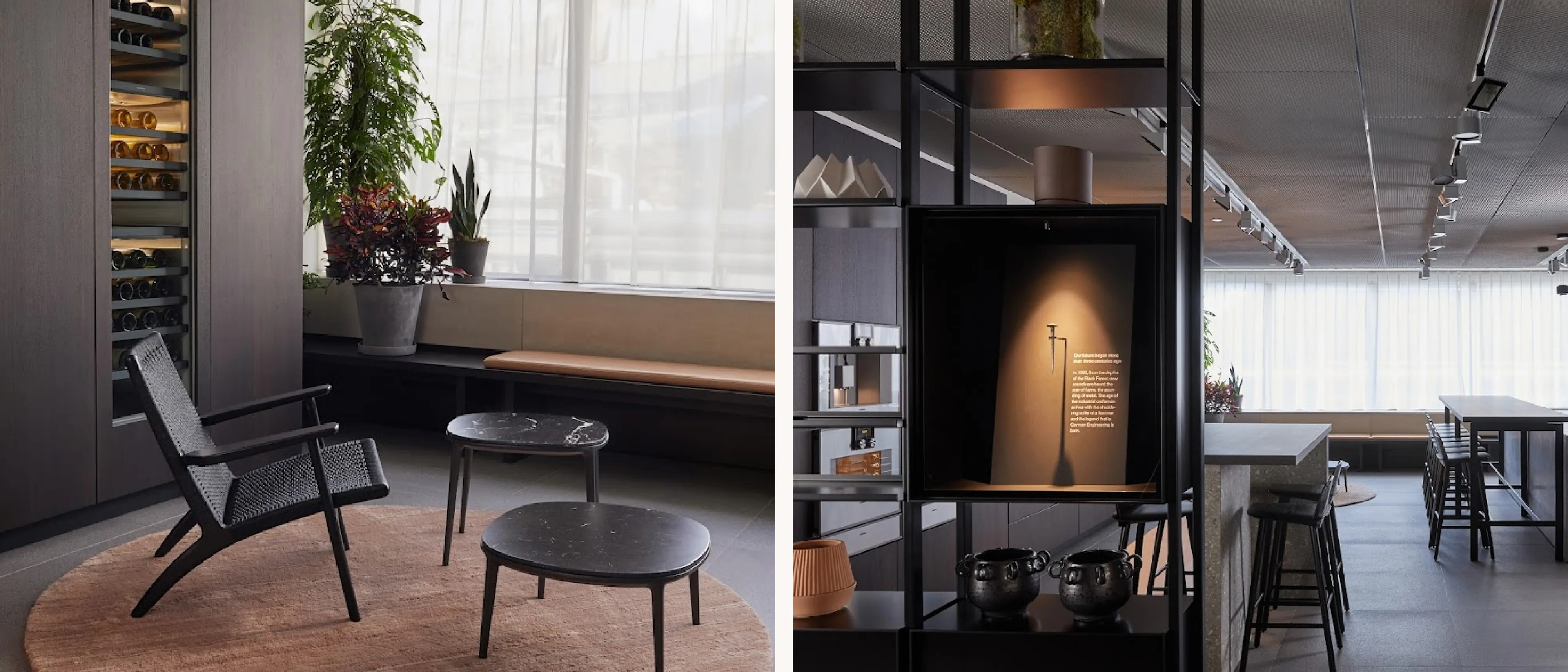 Collage showing Gaggenau appliances in the new New York Flagship showroom
