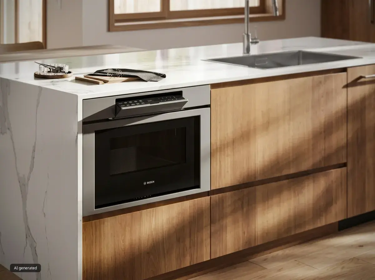 Countertop View of Under Counter Microwave