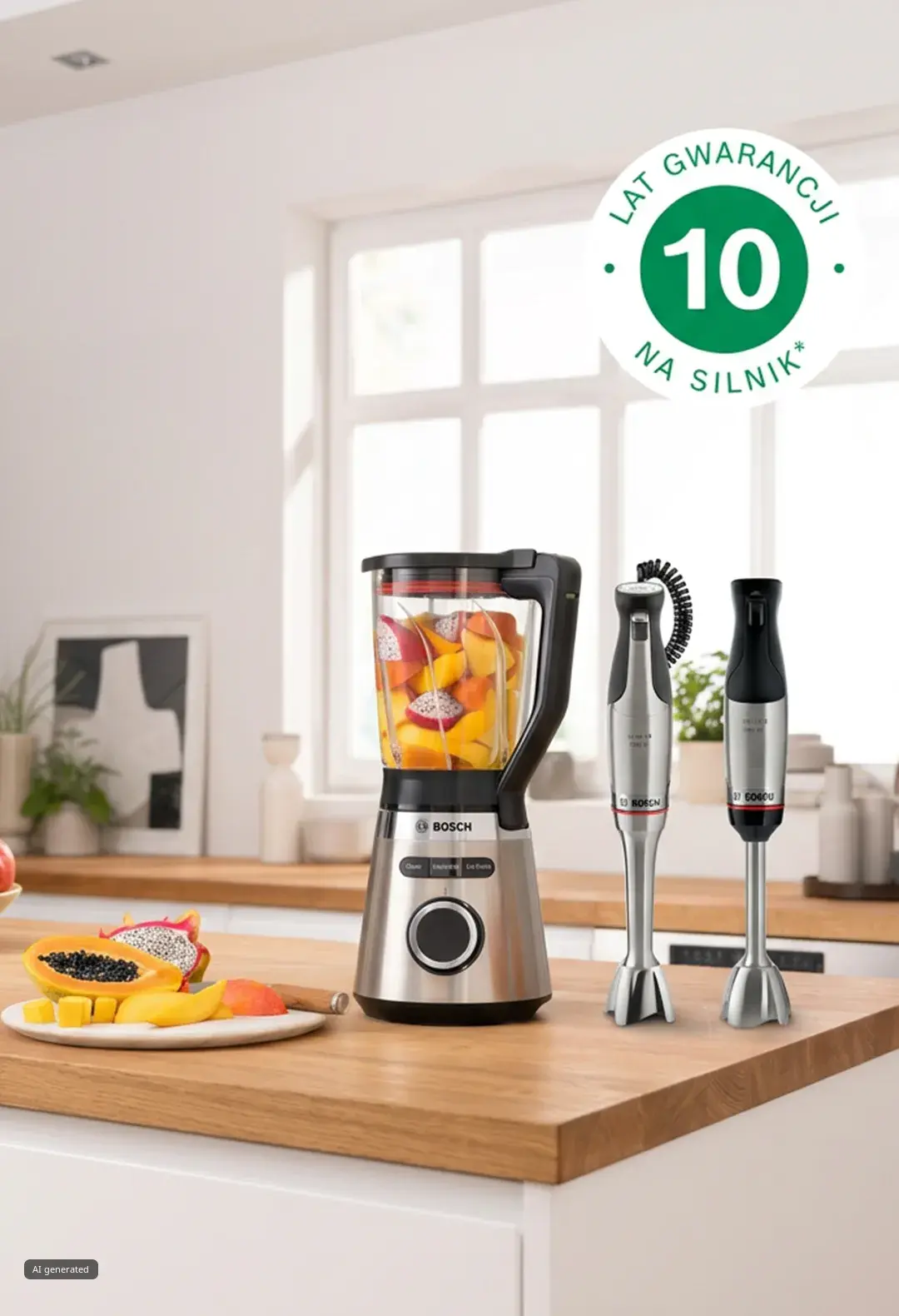 10 lat dodatkowej gwarancji na silnik dla blenderów kielichowych VitaPower Serie 4 lub blendera ręcznego ErgoMaster Serie 6.