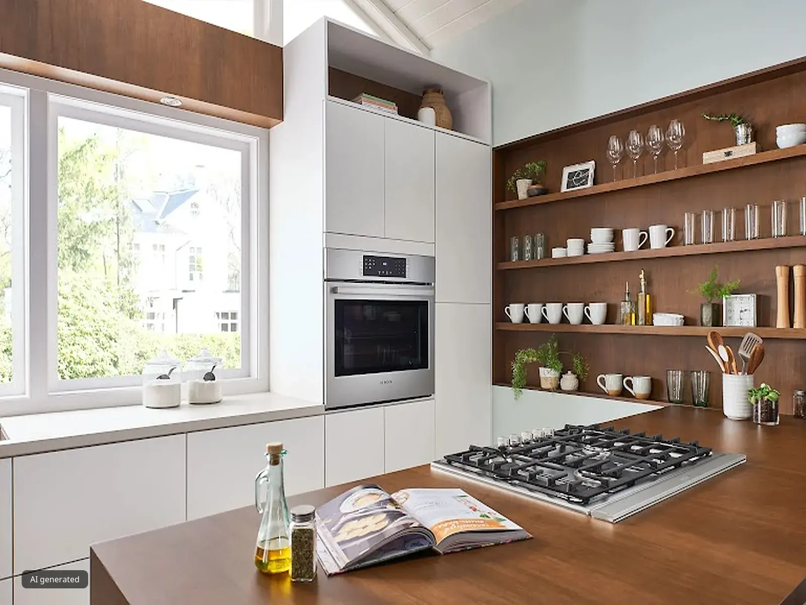 30 in oven in big wooden kitchen