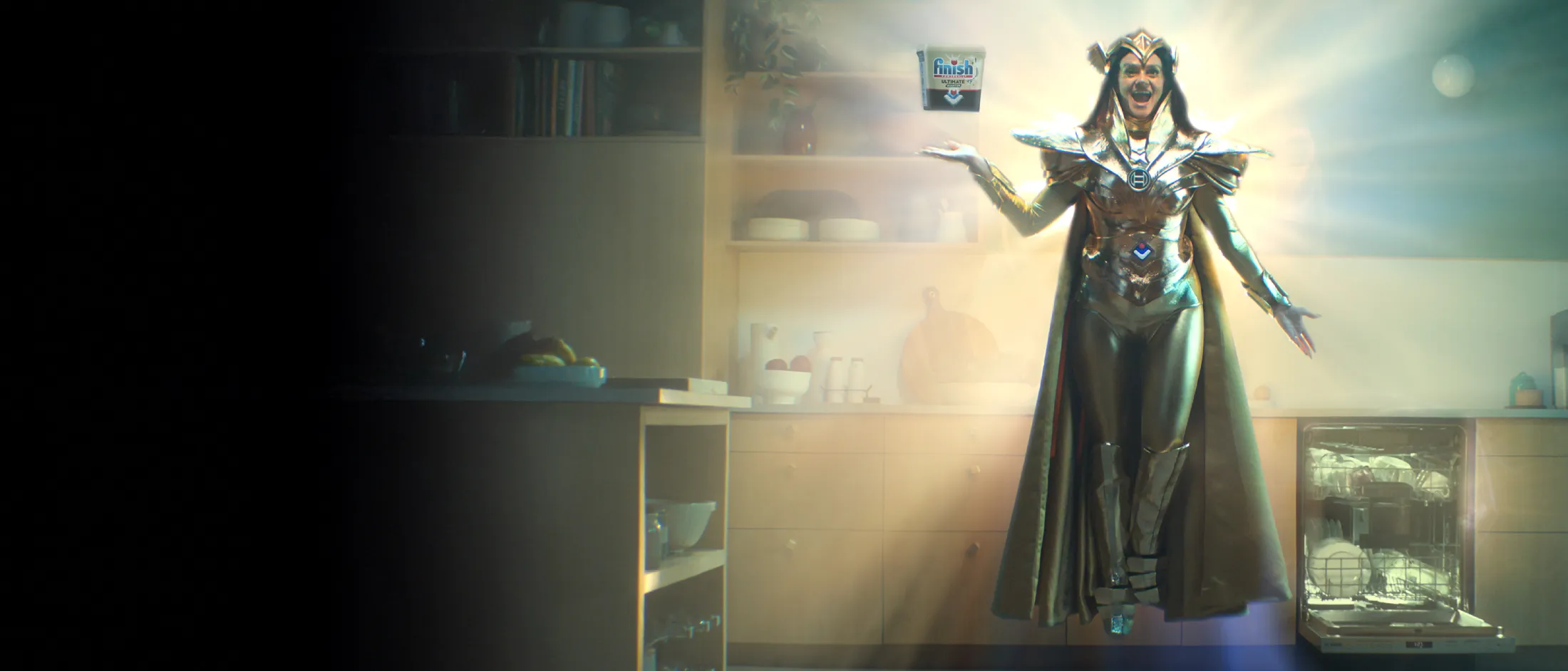 Bosch superhero with finish products with open bosch dishwasher