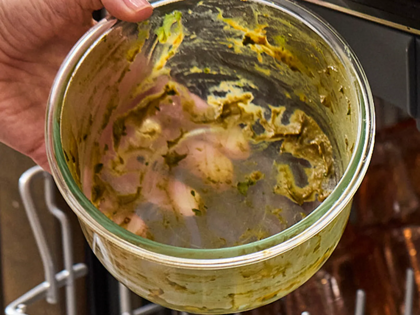 Stuck on guac within glass container