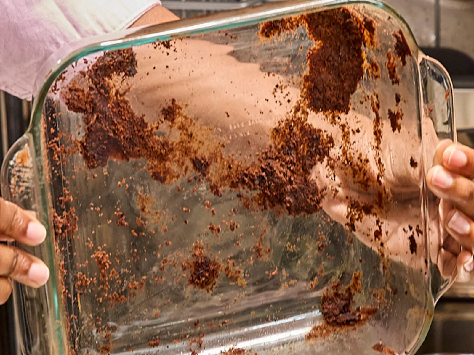 Brownie bits with glass baking tray