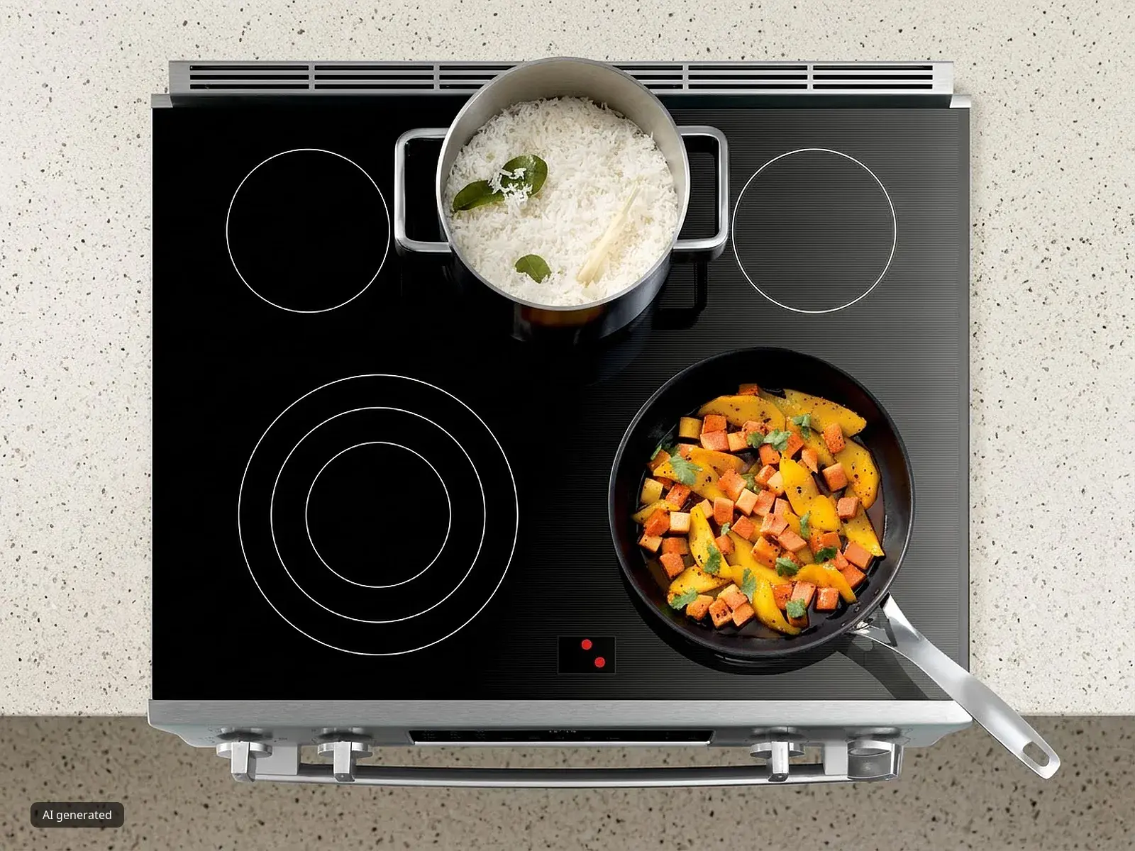 electric stovetop with food on top