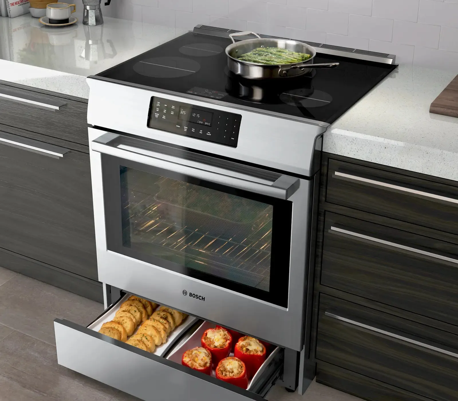 cooking backing ranges with warm drawer