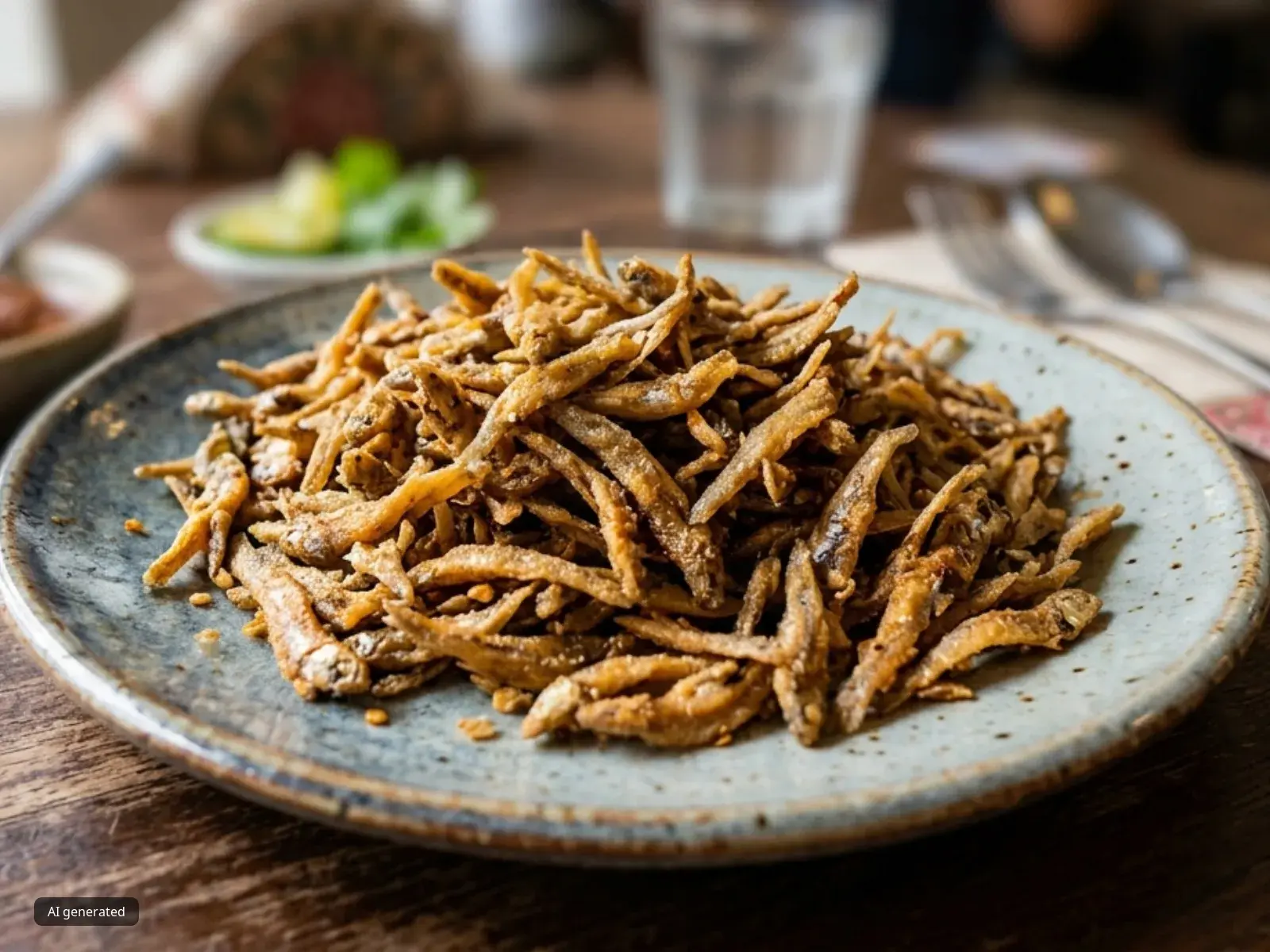 An image of air fried ikan bilis using Bosch Air Fryer