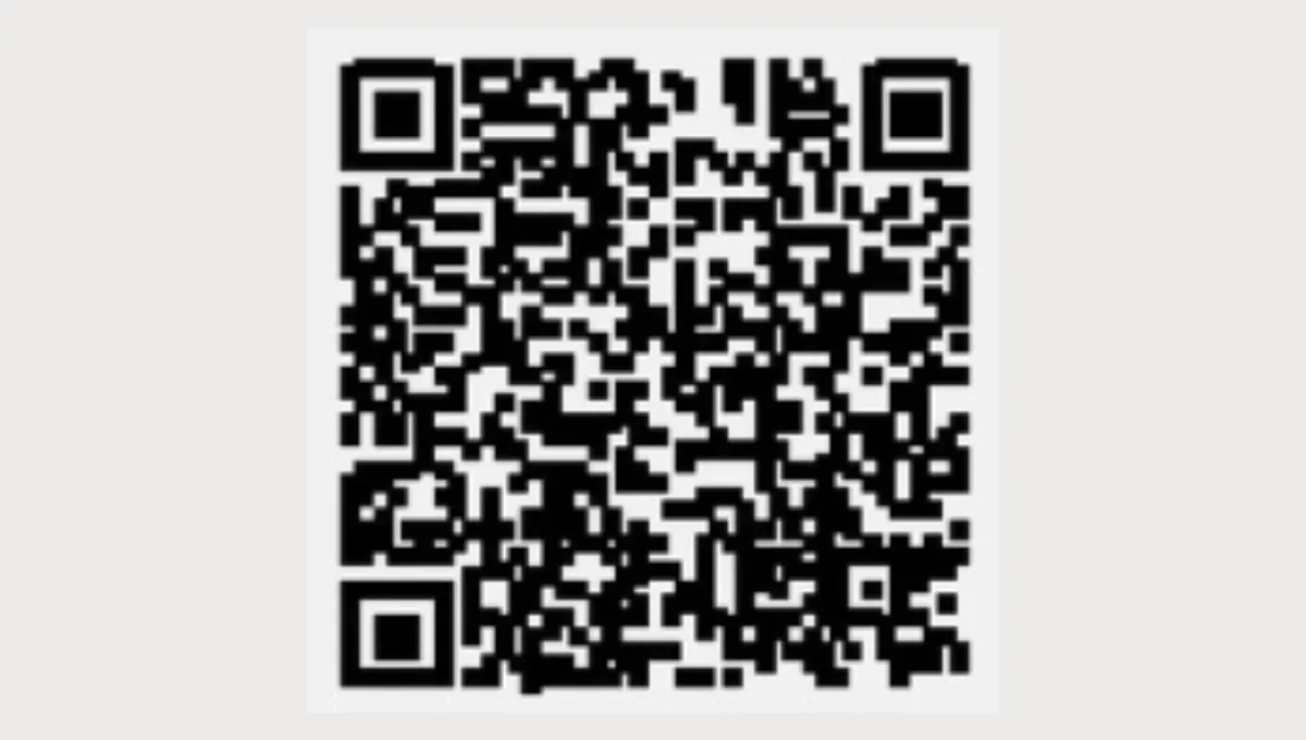 QR-koodi, jossa on mustavalkoisia neliökuvioita valkoisella taustalla mobiililaitteella skannaamista varten.
