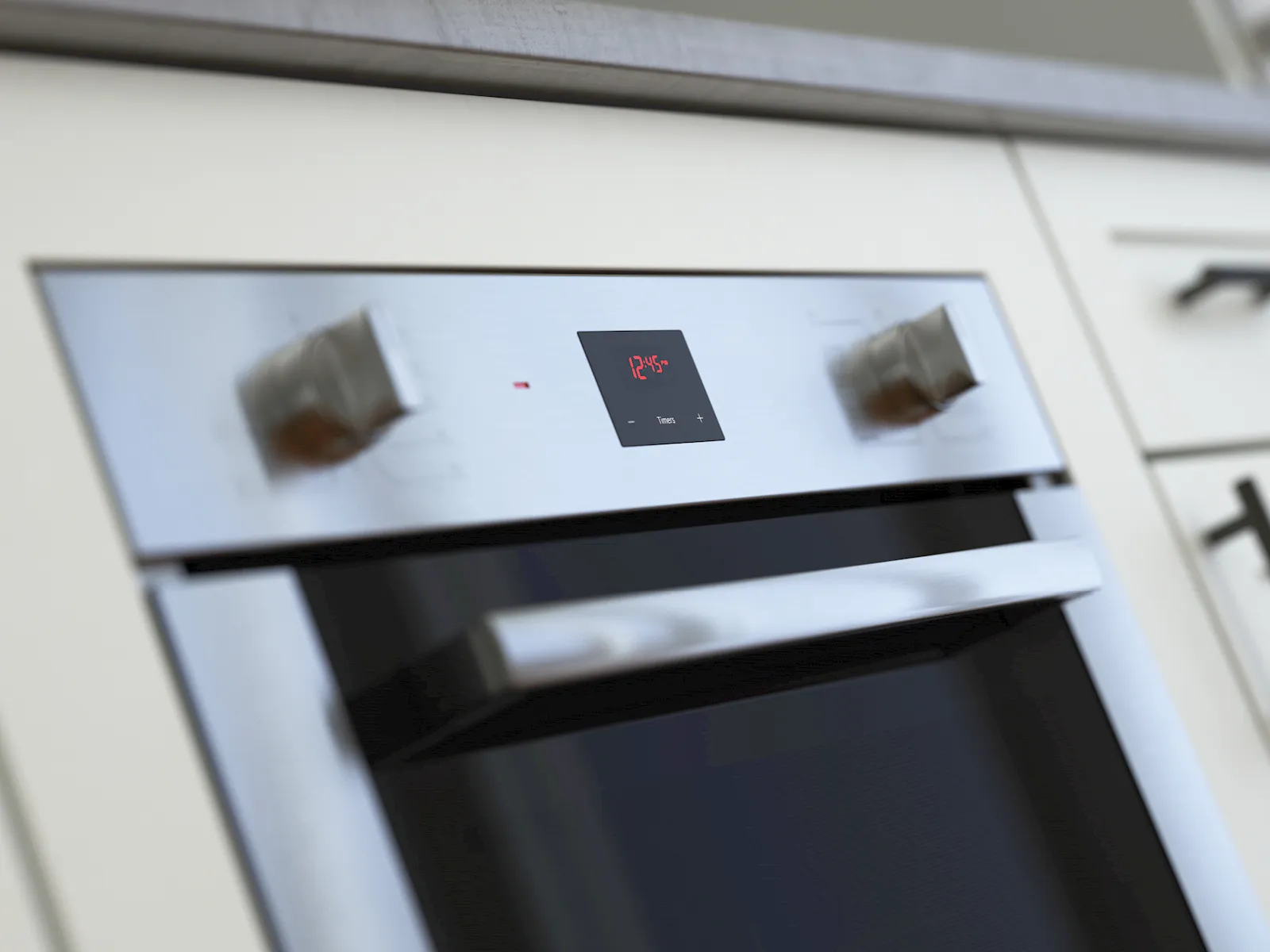 Close up of Bosch oven stainless steel