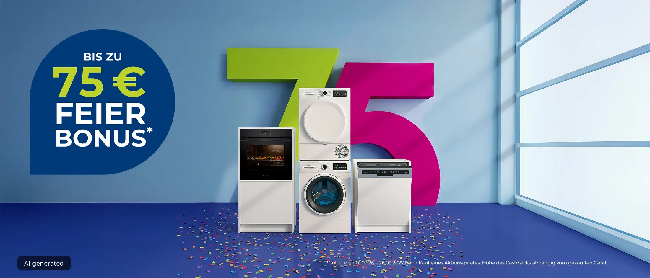 75 Jahre Siemens Hausgeräte: Jubiläumsbonus mit ausgewählten Haushaltsgeräten.