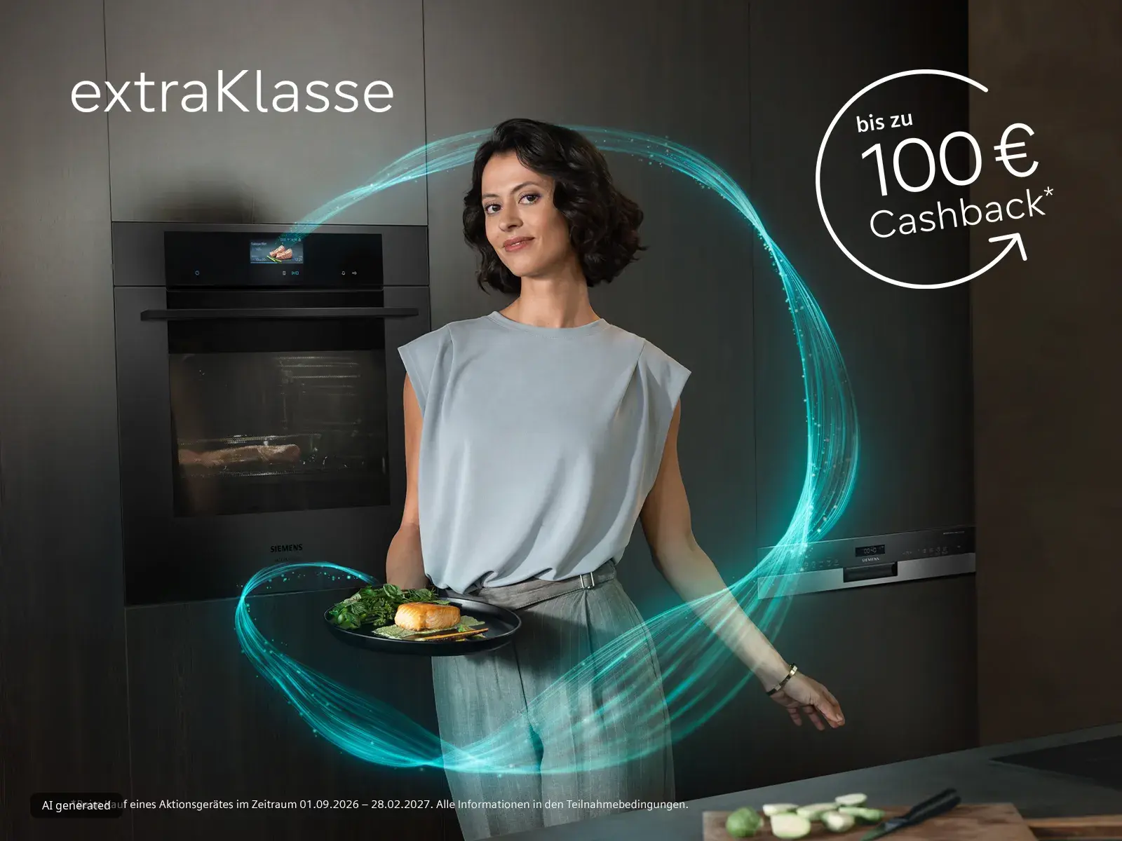 extraKlasse Cashback-Aktion gilt für Waschmaschinen, Trockner, Spülmaschinen, Kühl-Gefriergeräte, Backöfen, Kochfelder und Herd-Sets.					