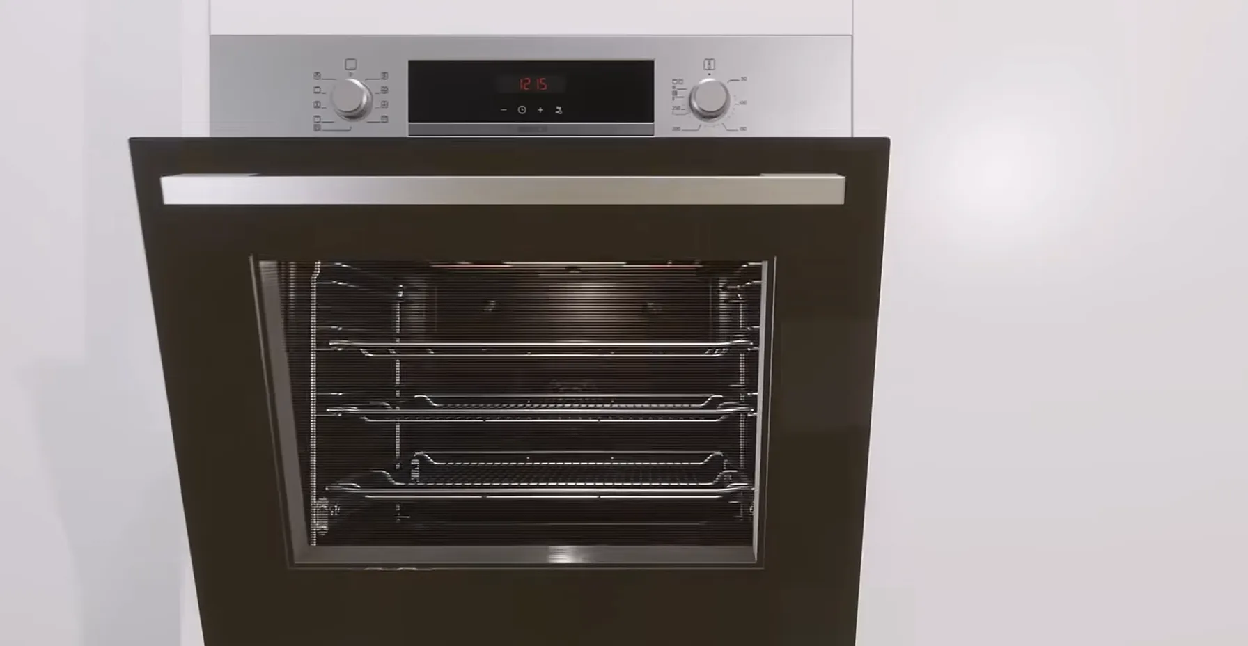 Bosch oven with open doors.
