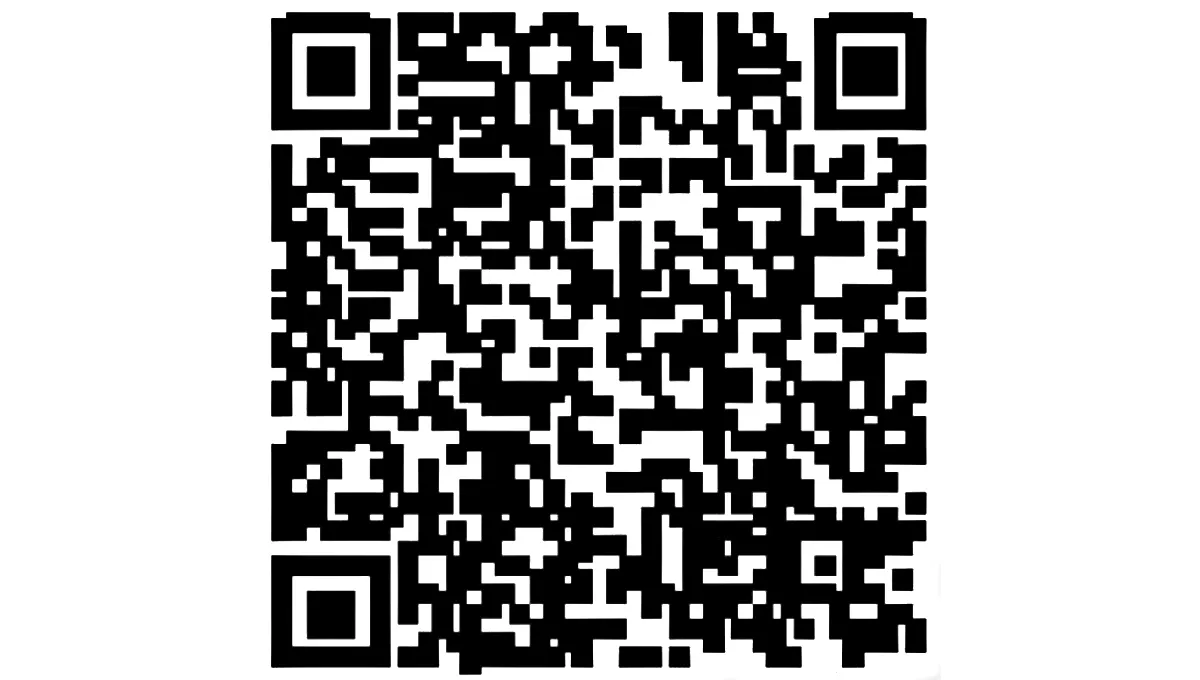 QR-koodi mustavalkoisilla neliökuvioilla valkoisella taustalla mobiililaitteella skannausta varten.