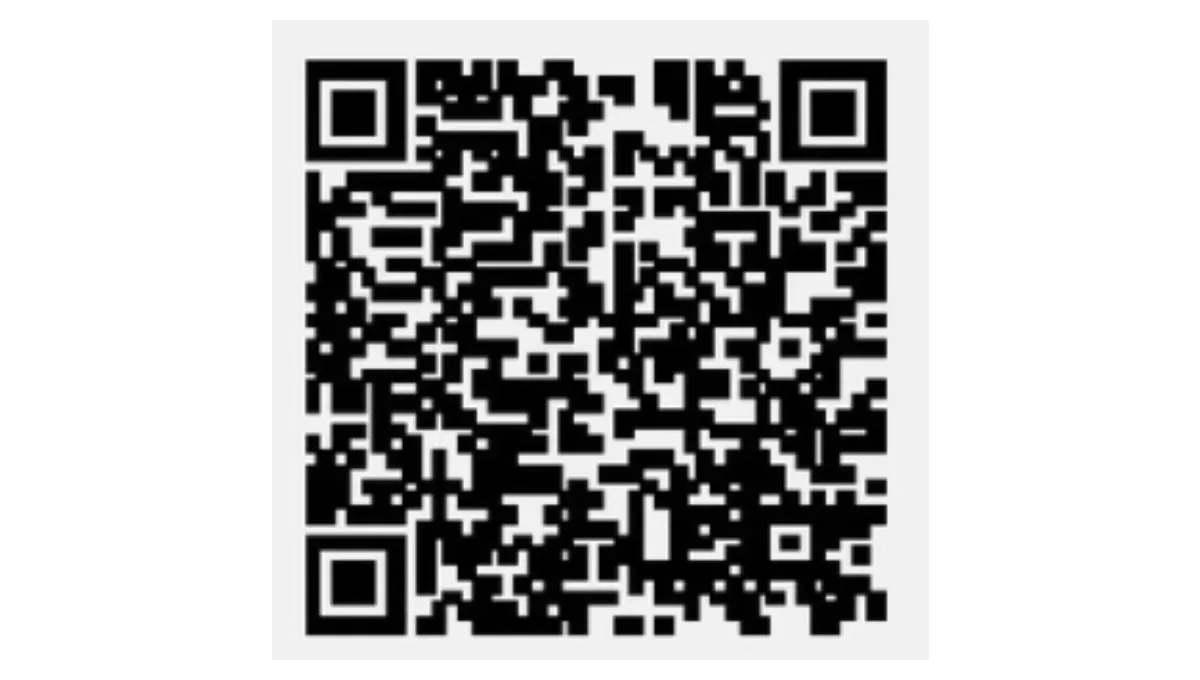 QR‑kod med svartvita fyrkantsmönster på vit bakgrund för att skannas med en mobil enhet.