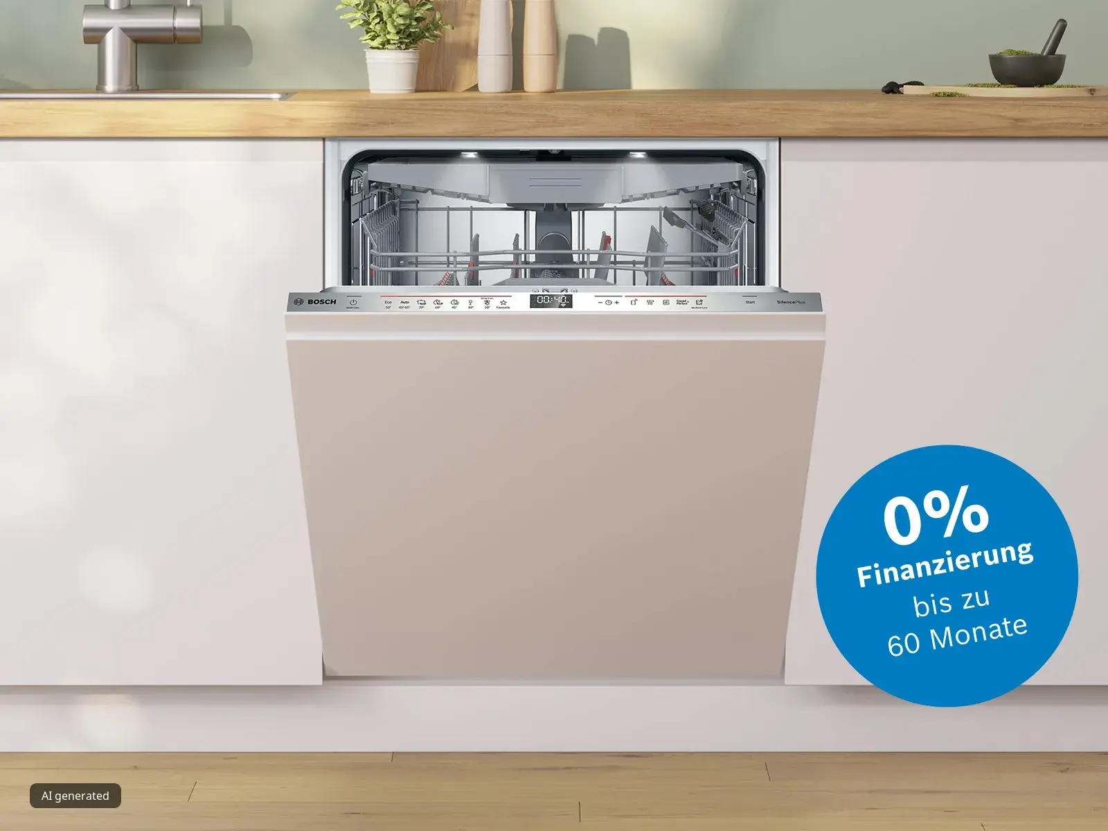 Bosch Geschirrspüler mit Hinweis auf 60 Monate Ratenzahlung Option