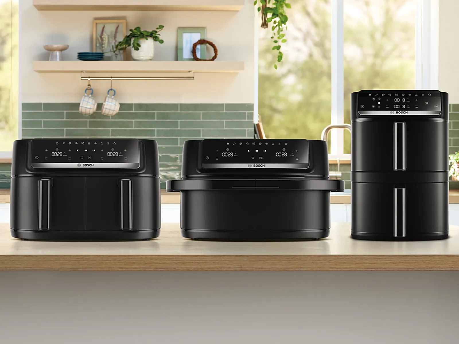 Bosch Airfryer Modelle´in schwarz nebeneinander