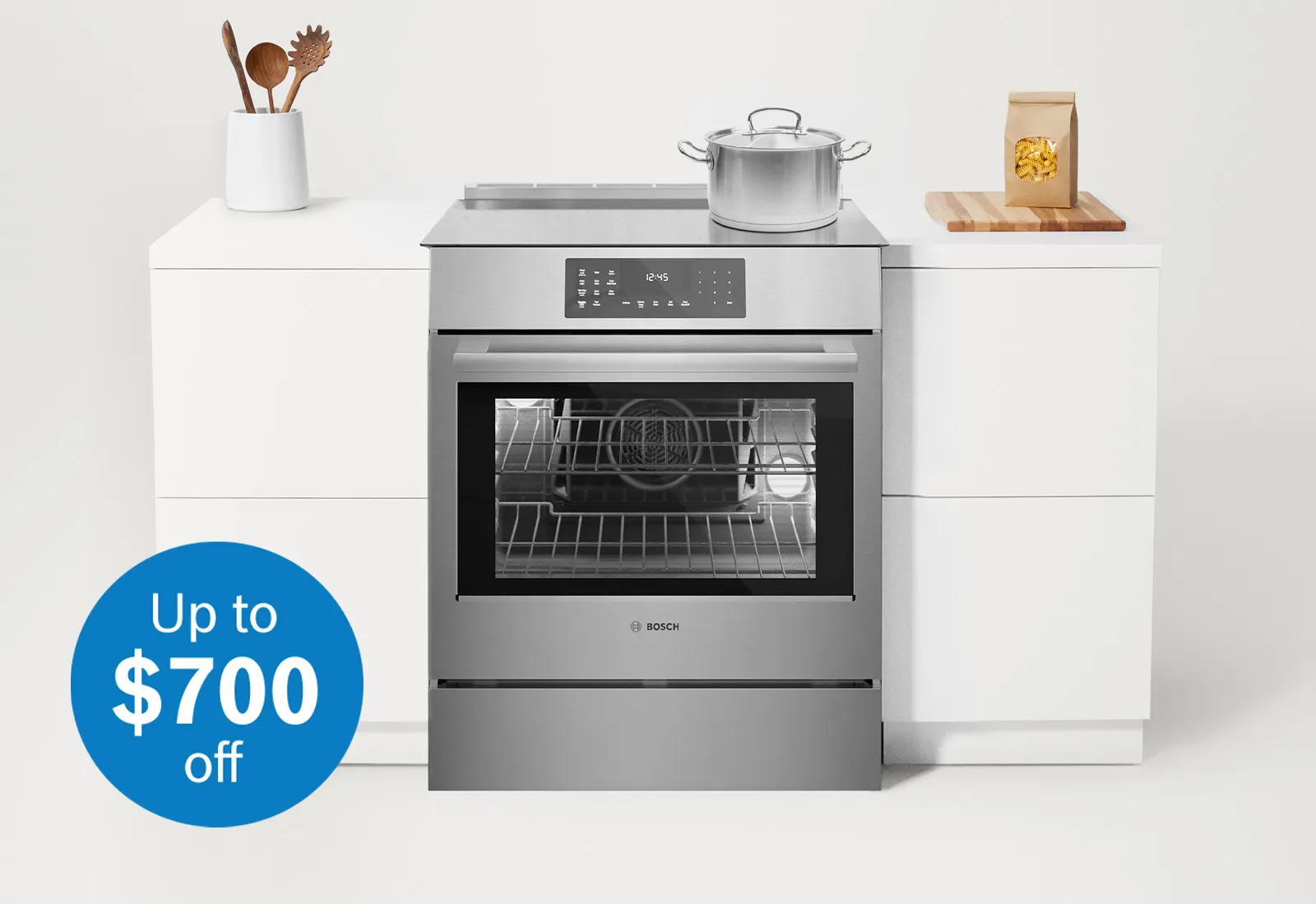 bosch stainless steel range with up to $700 off sticker