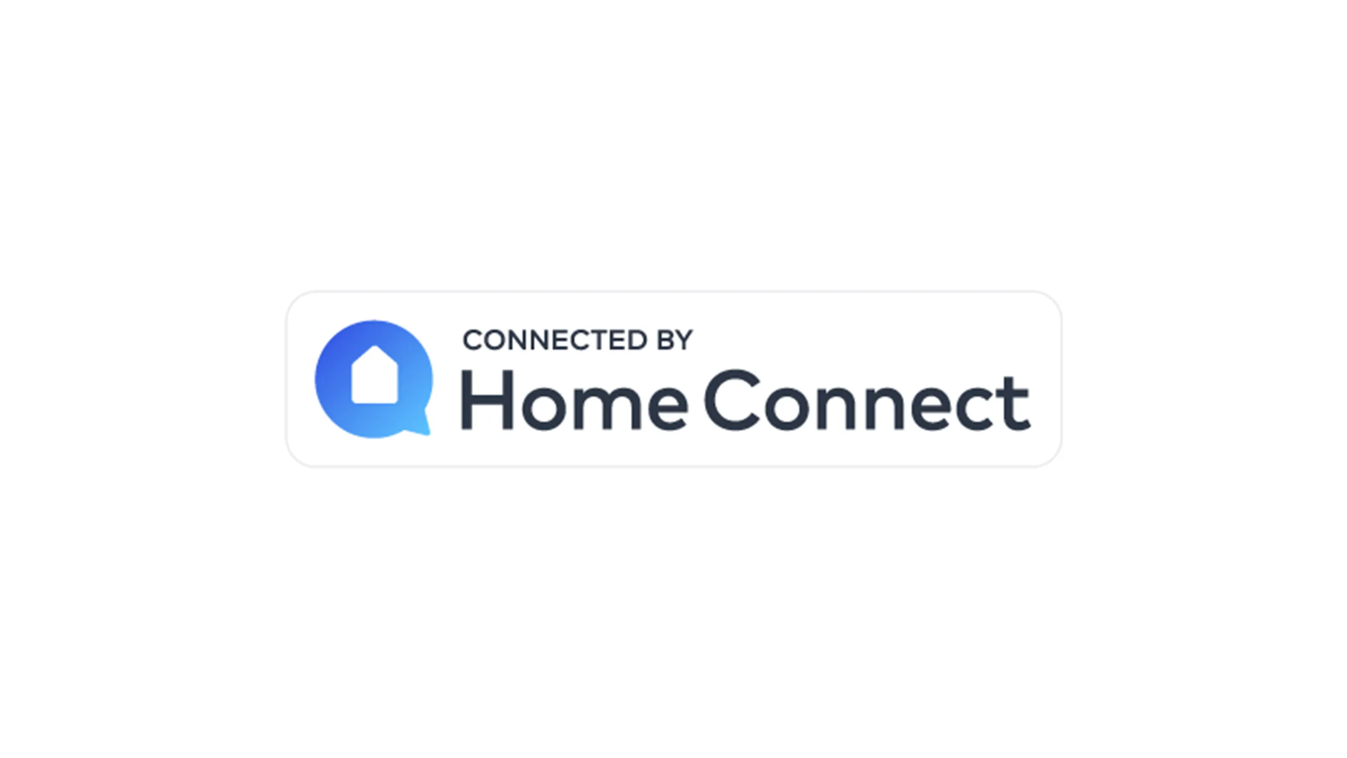 Pittogramma a forma di casa stilizzata con testo 'CONNECTED BY Home Connect'