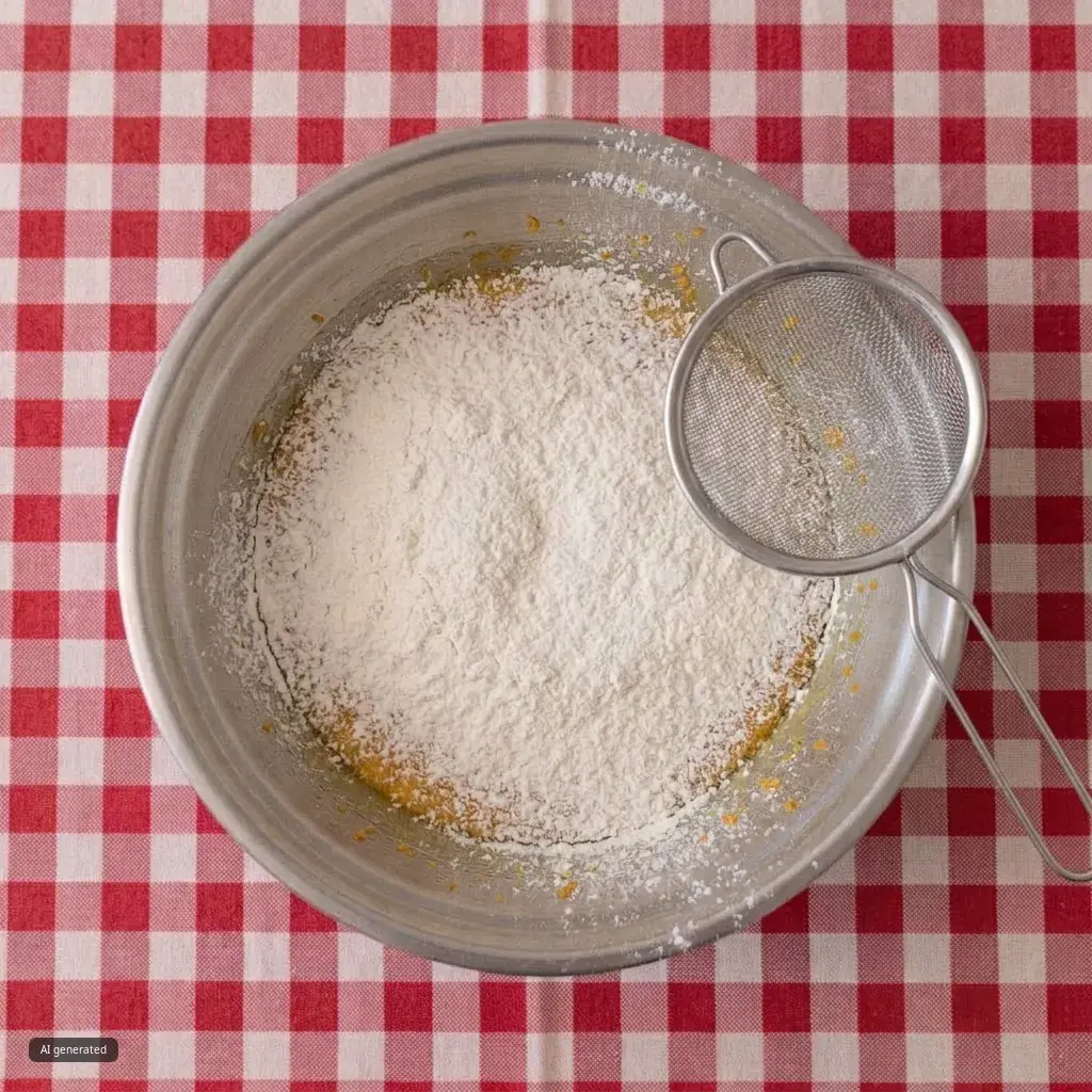 Sift in cake flour into the mixture