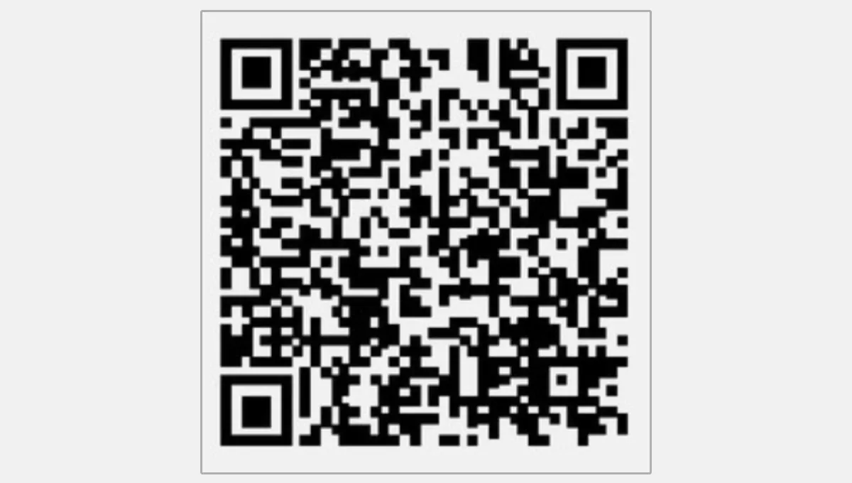QR-Code mit schwarz-weißen quadratischen Mustern auf grauem Hintergrund zum Scannen mit einem mobilen Endgerät.