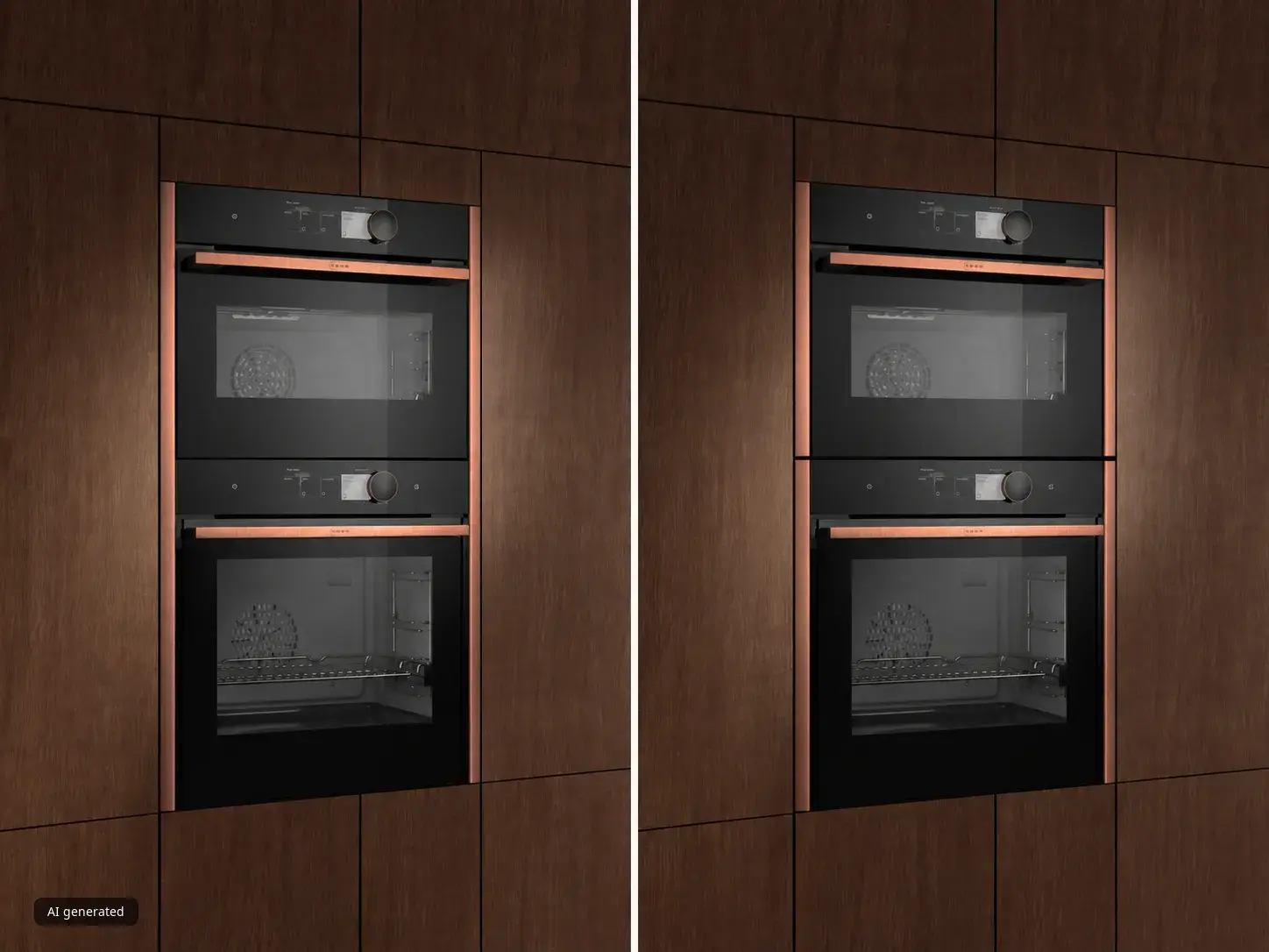 Vergleich von NEFF Seamless Combination® mit durchgehenden seitlichen Lisenen und Standard-Einbau mit einzelnen Lisenen