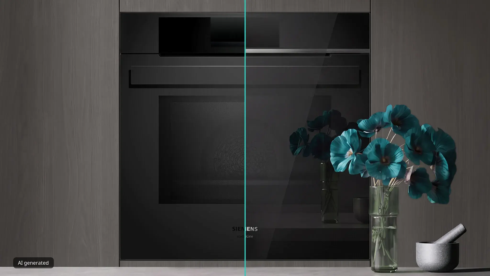 Siemens studioLine Backofen mit matter und glänzender Oberfläche im direkten Vergleich.