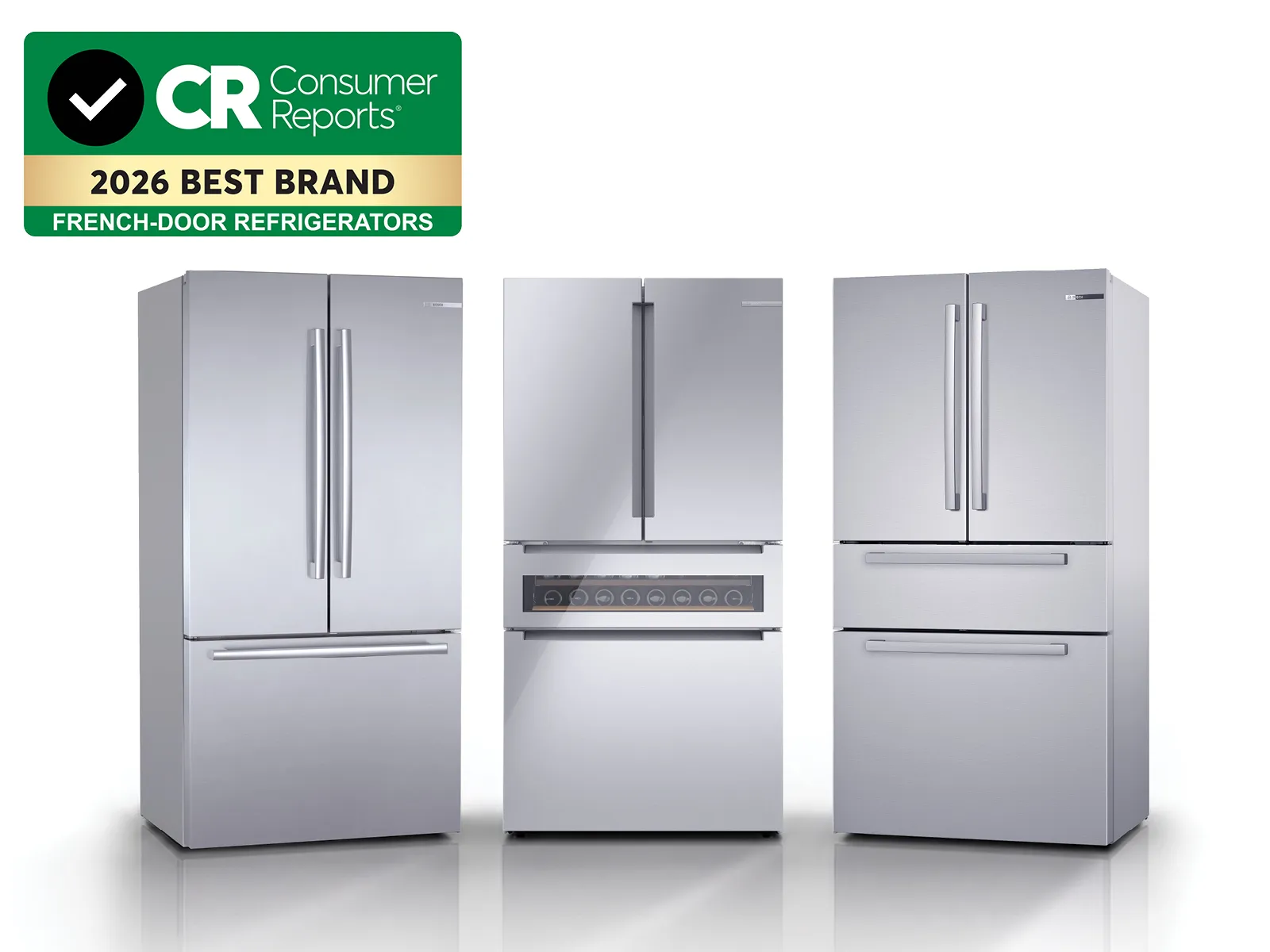 Bosch stainless steel refrigerators with consumer reports badge