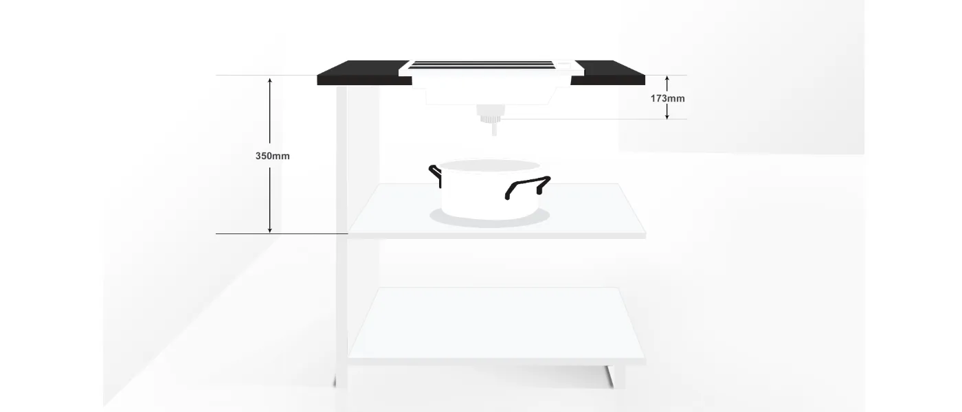 White desk with black metal frame and dimensions shown.