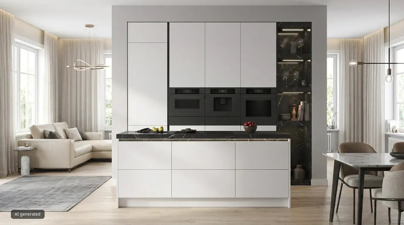 Weiße Küche mit Siemens Einbaugeräten in Schwarzmatt