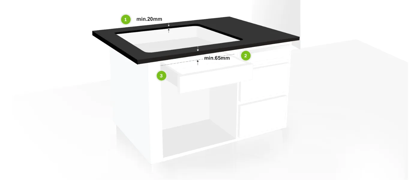 Black rectangular platform with dimensions 20mm x 65mm, on a white background.