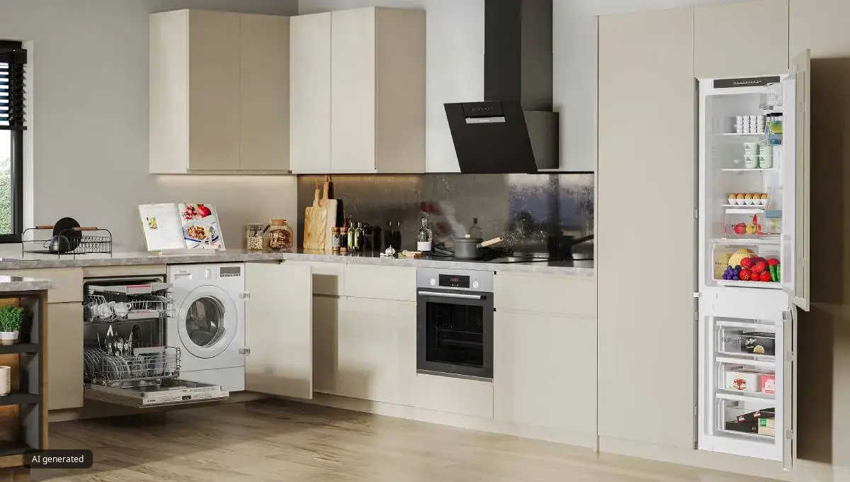 Multiple Bosch appliances in open spacious kitchen