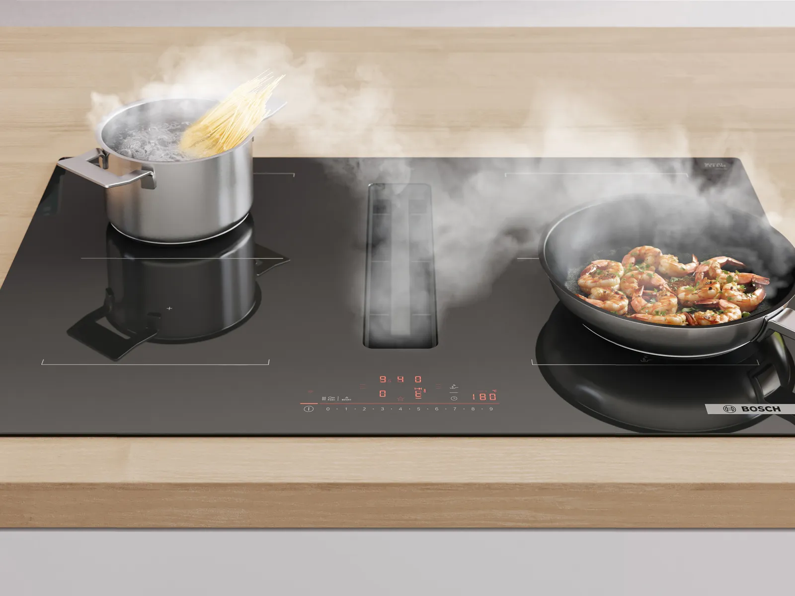Cooktop with integrated ventilation module