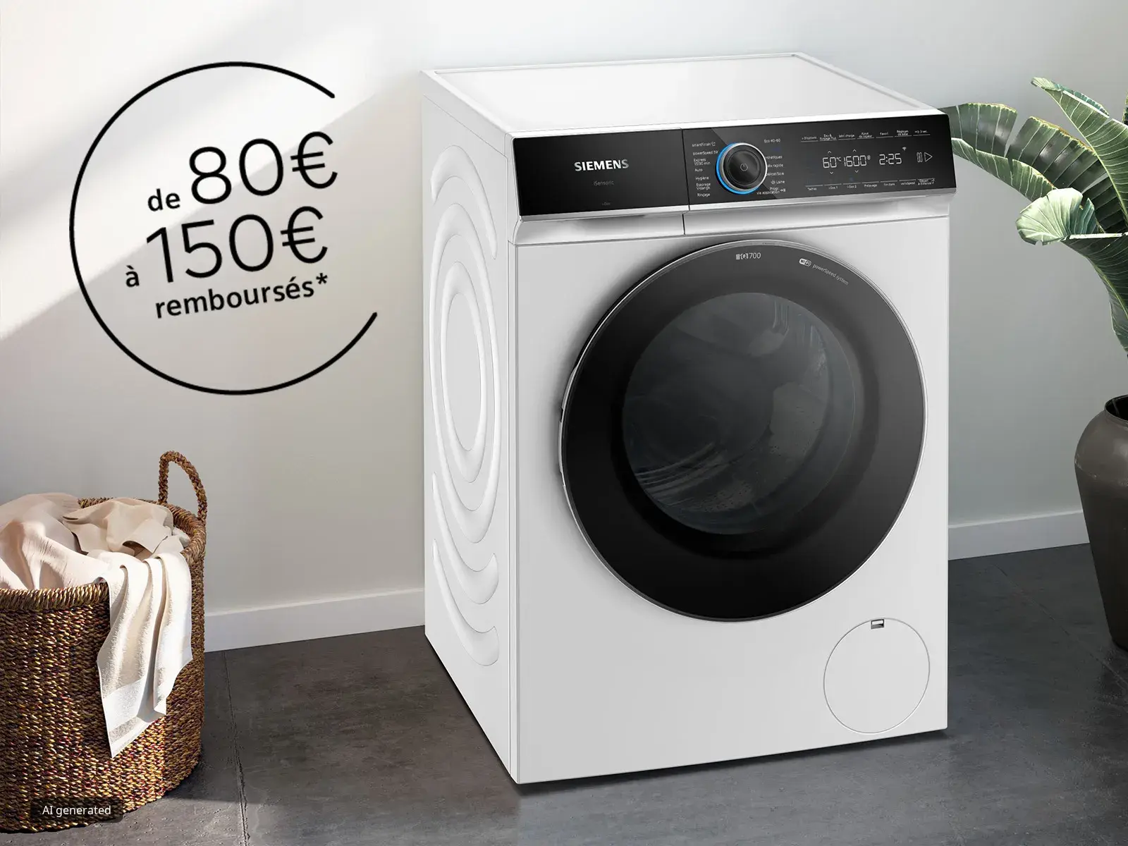 80 € à 150 € remboursés sur une sélection de lave-linge et lave-linge séchant