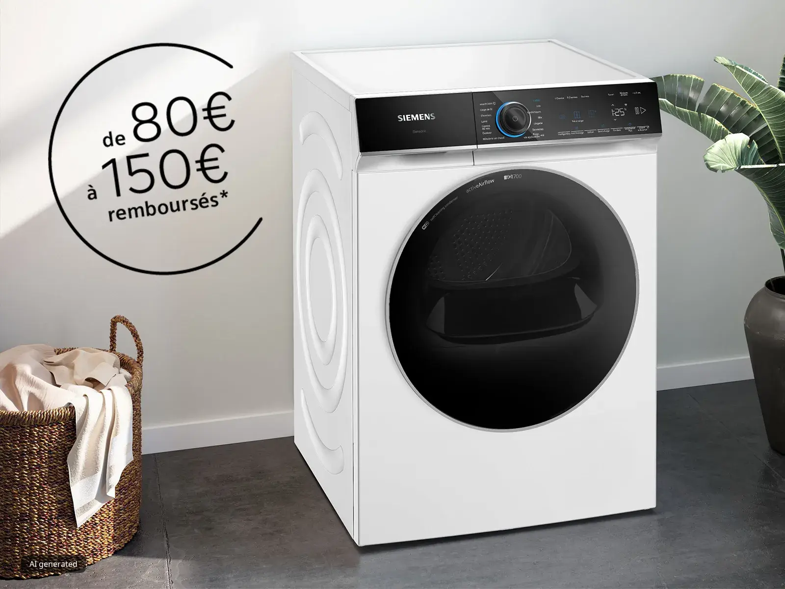 80 € à 150 € remboursés sur une sélection de sèche-linge
