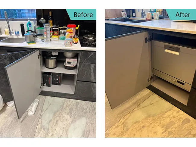 Kitchen Modification Service Dishwasher Successful Case 2 Before & After