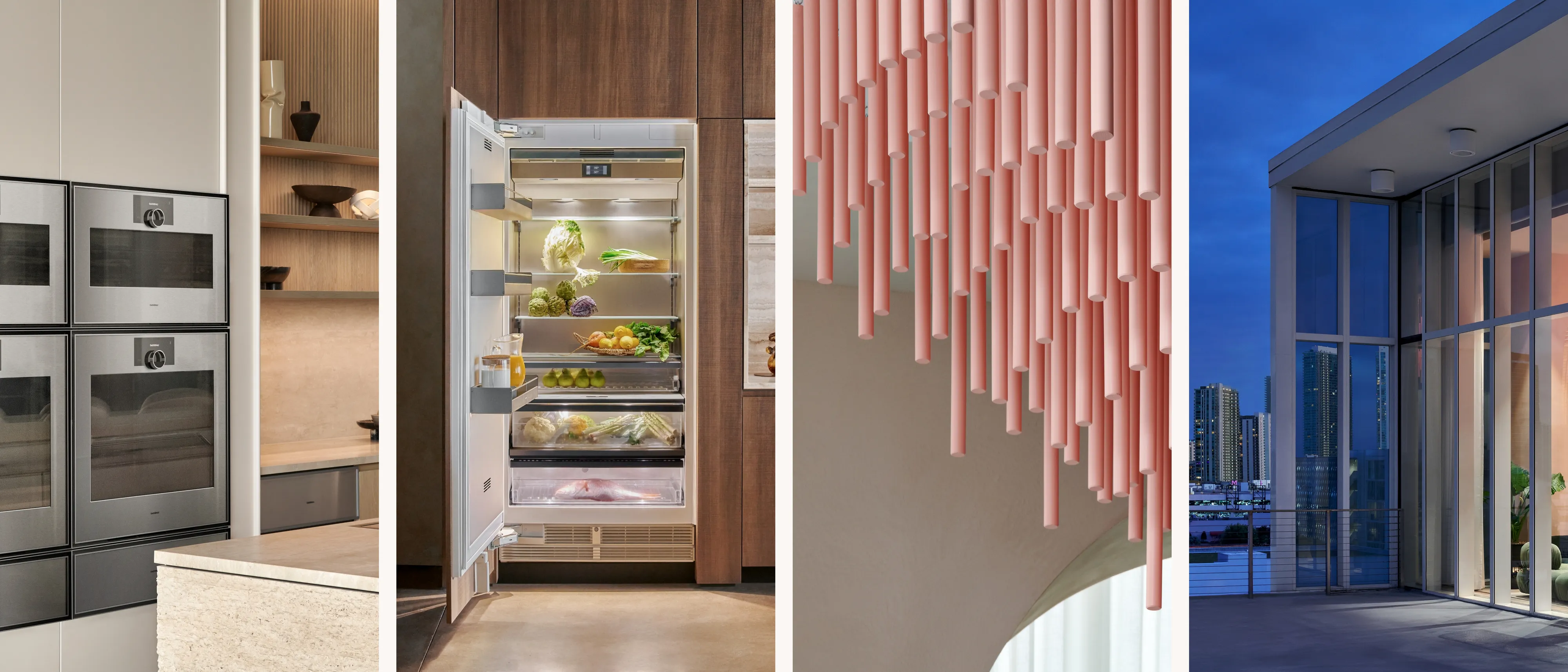 Collage showing Gaggenau appliances in the new Miami Flagship showroom