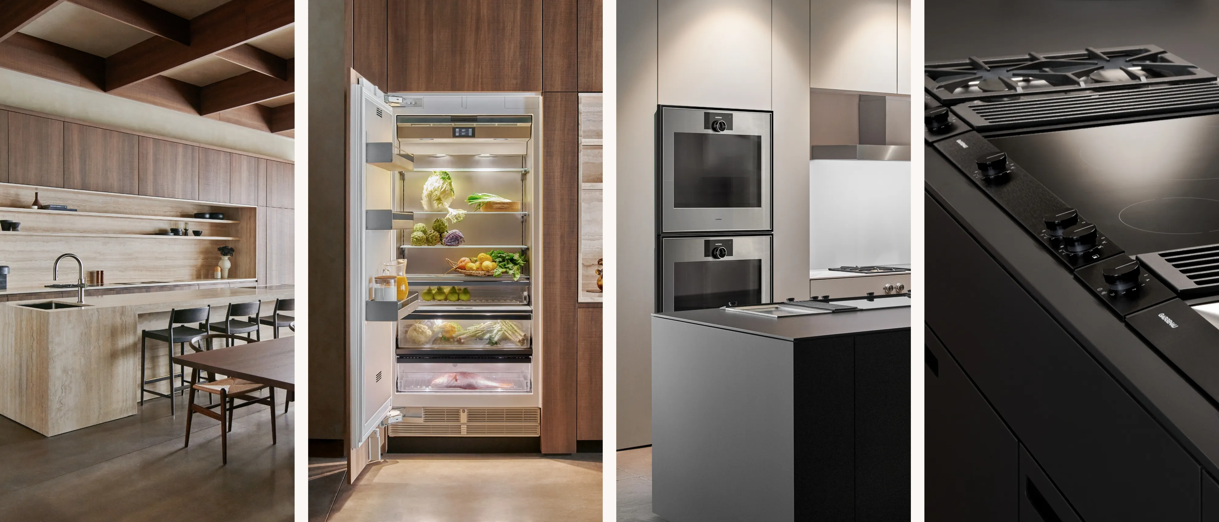 Collage showing Gaggenau appliances in the new Houston Flagship showroom
