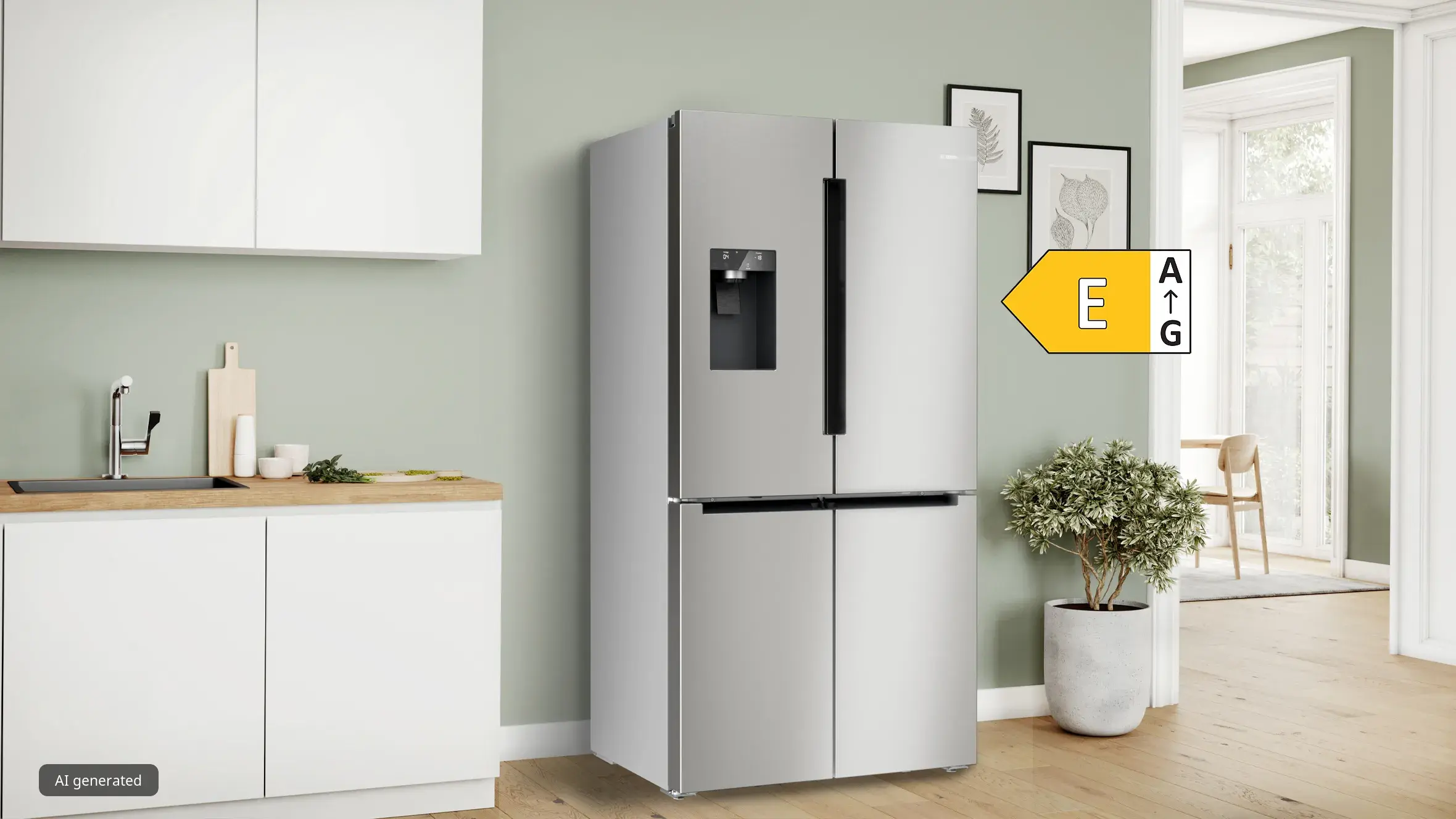 Serie 6 Kühl-Gefrier-Kombination, mehrtürig 183 x 90.5 cm Gebürsteter Stahl KFD96APEA mit Energielabel E