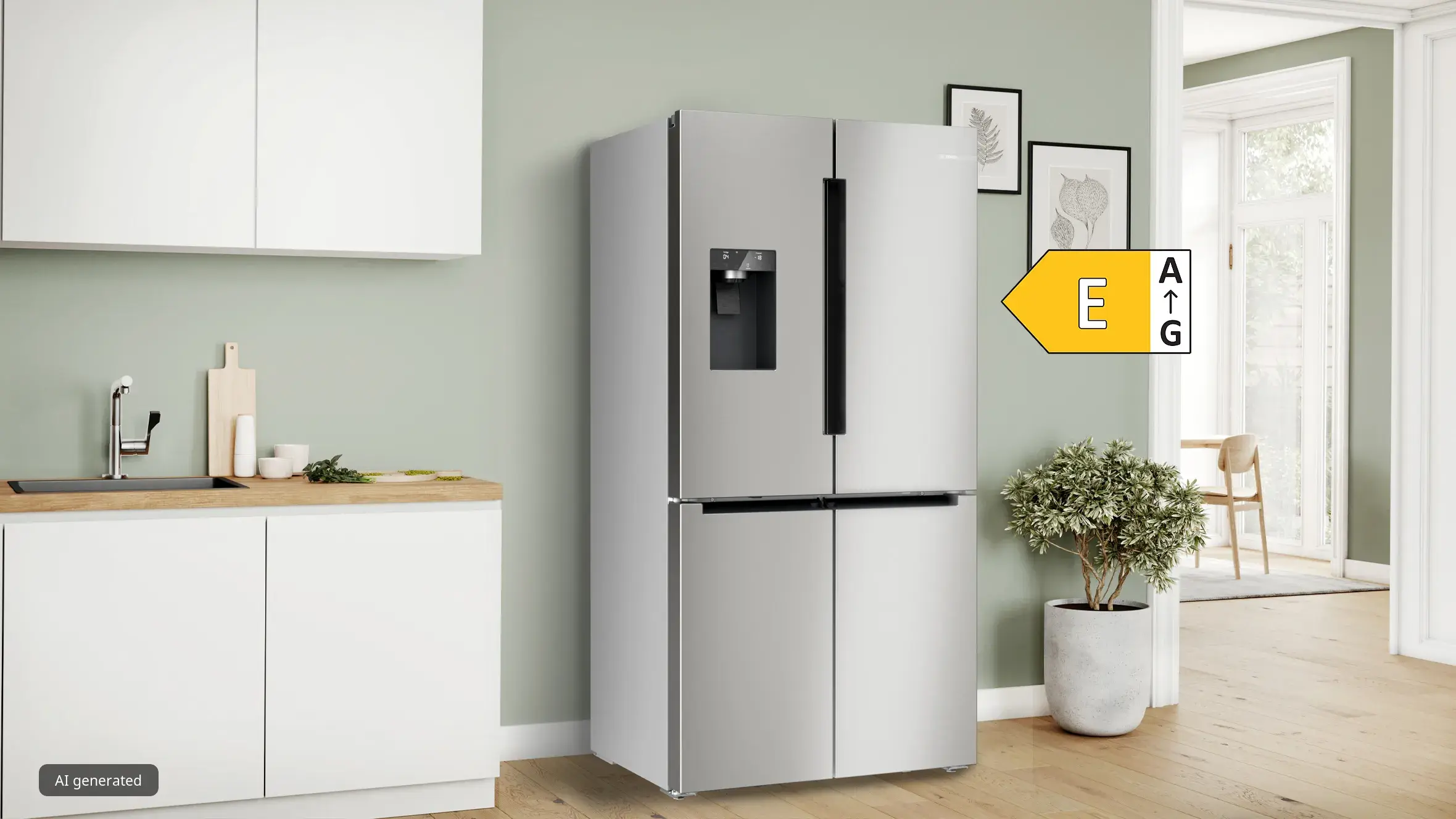Serie 6 Kühl-Gefrier-Kombination, mehrtürig 183 x 90.5 cm Gebürsteter Stahl KFI96APEA mit Energielabel E