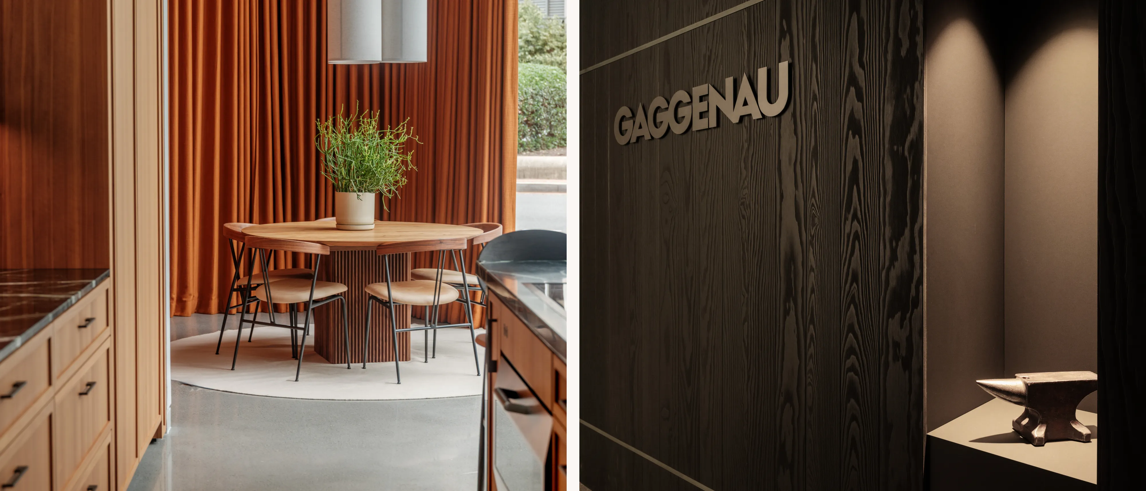 Collage showing Gaggenau appliances in the new Washington DC Flagship showroom