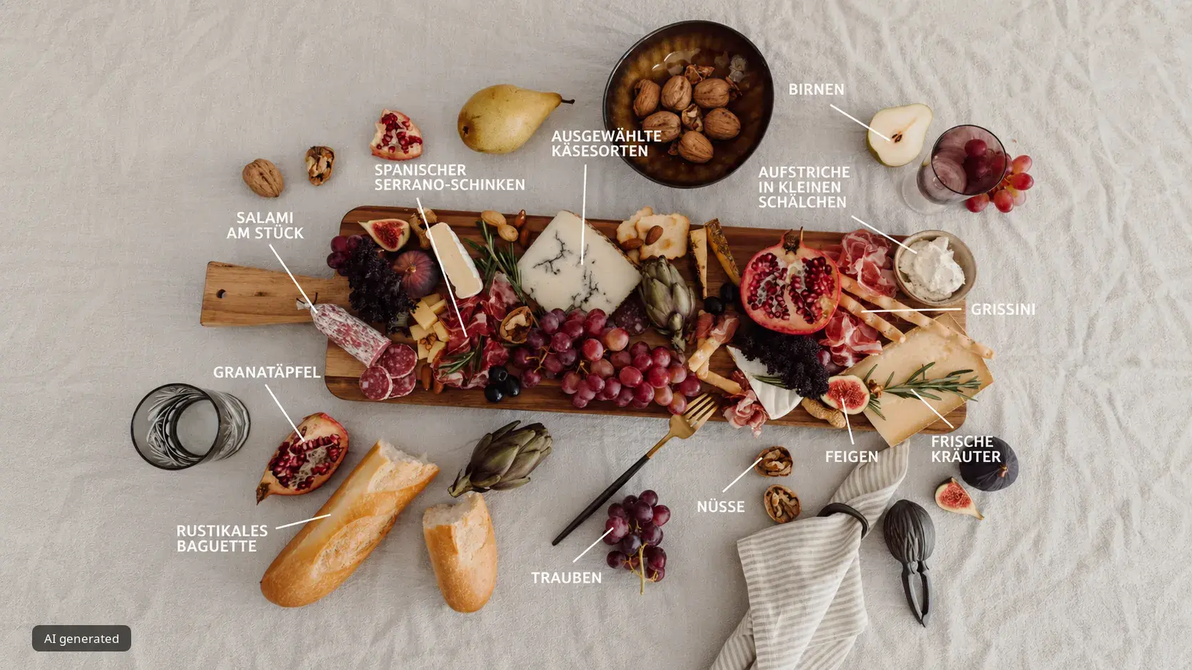Charcuterie Board mit Salami, Schinken und Käse