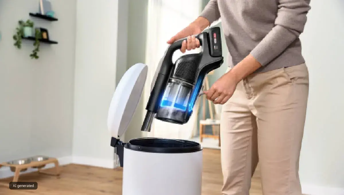 Person using slider to empty dust-box