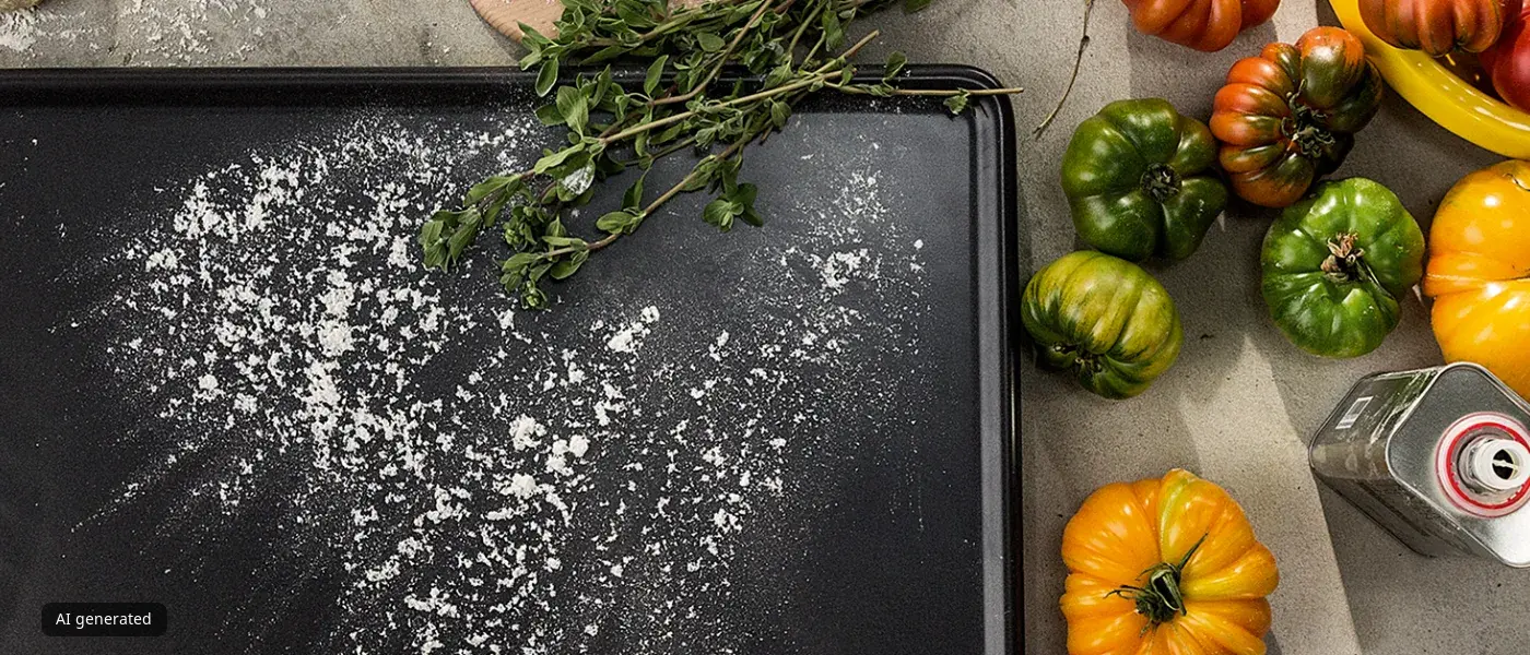 Légumes frais, épices et ustensiles de cuisine sur une surface en bois rustique.