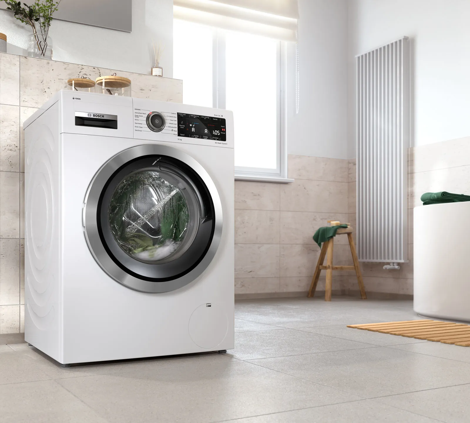 Máy giặt Bosch chăm sóc áo quần ở điều kiện tốt nhất.