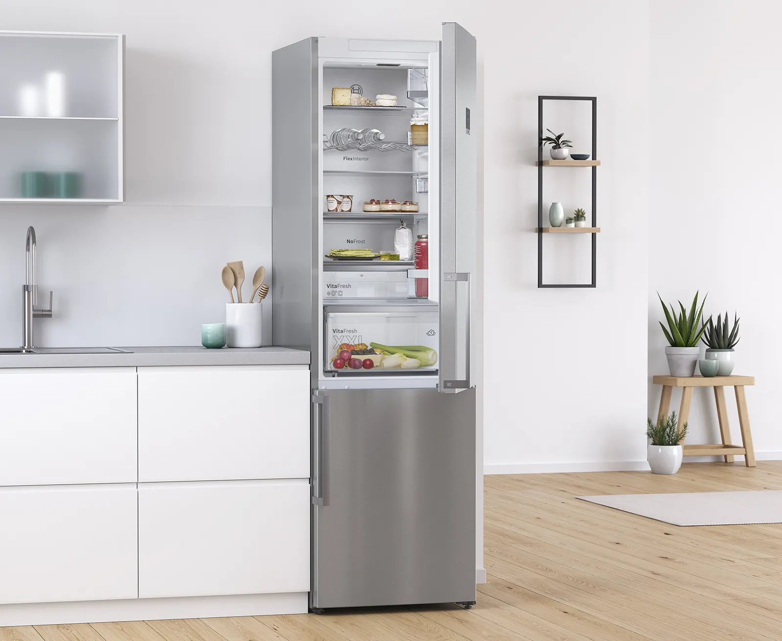 Freestanding fridge-freezers with freezer at the bottom