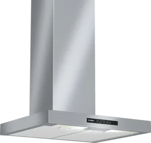 Sleek stainless steel chimney range hood with digital controls